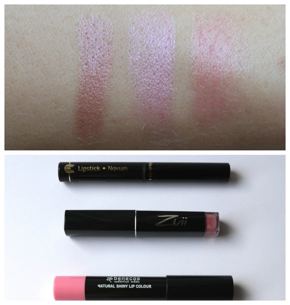 swatches sheerlips zuii  benecos hauschka